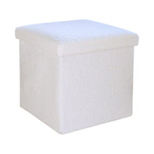 Load image into Gallery viewer, 15" Boucle Cube Storage Ottoman - White