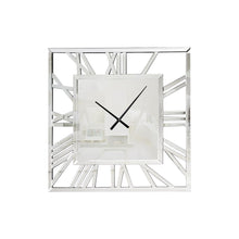 Load image into Gallery viewer, Mirrored Silent Analog Square Wall Clock - Silver