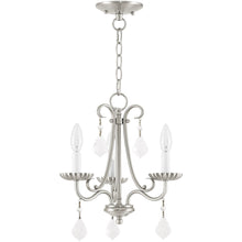 Load image into Gallery viewer, Three Light Metal Dimmable Chandelier With Shades - Nickel / Clear