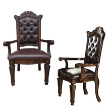 Load image into Gallery viewer, Tufted And Redwood Upholstered Faux Leather And Solid Wood Dining Arm Chairs (Set of 2) - Brown