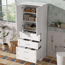 Load image into Gallery viewer, Freestanding Bathroom Cabinet With 3 Drawers, Adjustable Shelf, Soft Close Doors