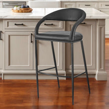 Load image into Gallery viewer, 26" Contemporary Faux Leather And Iron Low Back Counter Height Bar Chair - Black