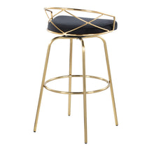 Load image into Gallery viewer, Charlotte - Glam Glam / Art Deco Fixed Height Barstool With Swivel With Round Footrest (Set of 2)