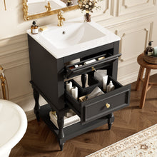 Load image into Gallery viewer, Retro Design Bathroom Vanity With Sink, 2 Drawer Storage Cabinet