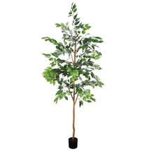 Load image into Gallery viewer, 6Ft Artificial Ficus Tree With Natural Trunk In Pot For Indoor Home Office Decor - Green Leaves
