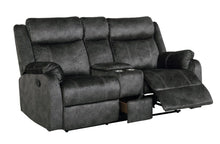 Load image into Gallery viewer, Microfiber Manual Reclining Loveseat With Storage - Dark Gray