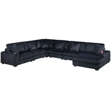 Load image into Gallery viewer, 6 Piece Modular Sectional Sofa Set Upholstered Living Room Plush Couch With Cup Holders And USB Port - Black
