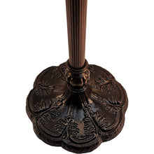 Load image into Gallery viewer, Two Light Traditional Shaped Floor Lamp With Red Flowers Stained Glass Dome Shade - Brown