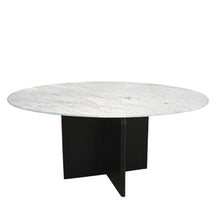 Load image into Gallery viewer, 60" Marble And Solid Wood Pedestal Base Round Top Dining Table - White