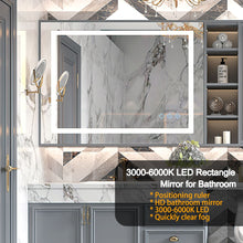 Load image into Gallery viewer, 3000-6000K LED Bathroom Mirror With Lights, Anti-Fog Dimmable Lighted Wall Mounted Vanity Mirror Master Bath Modern Makeup (Only Mirrors, Not Cabinets) Horizontal & Vertical