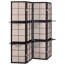 Load image into Gallery viewer, 4 Panel Folding Screen With Shelves - Brown