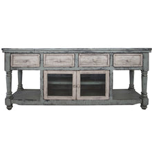 Load image into Gallery viewer, Solid Wood Open Shelving Distressed TV Stand - Blue / White