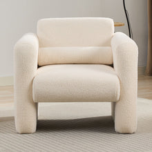 Load image into Gallery viewer, Modern Accent Chair Lambskin Sherpa Fabric Upholstered Comfy With Pillow