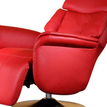 Load image into Gallery viewer, Tufted Genuine Leather Power Swivel Recliner - Red