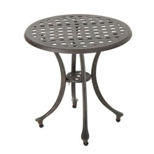 Load image into Gallery viewer, Lunaire - Outdoor Round Cast Aluminum Side Table With Lattice Top And Curved Legs - Bronze