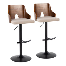 Load image into Gallery viewer, Ariana - Mid Century Modern Adjustable Barstool Stool With Swivel With Rounded T Footrest (Set of 2)