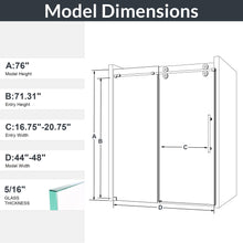 Load image into Gallery viewer, Frameless Single Sliding Shower Door With Clear Tempered Glass