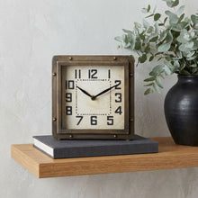 Load image into Gallery viewer, Square Toned Desk Table Clock With Traditional Numbers Hands - Bronze / Black