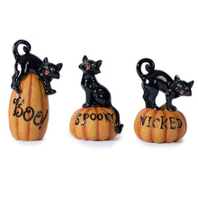 Load image into Gallery viewer, Poly Halloween Cat Figurines (Set of 3) - Black / Orange