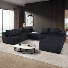 Load image into Gallery viewer, Luxury 8 Piece Modular U Shaped Sectional Sofa With Oversized Chaise Lounge And Bed Corduroy Upholstery