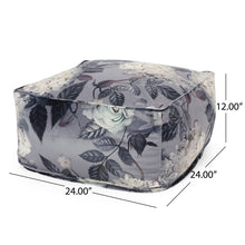 Load image into Gallery viewer, Hazel - Large Square Pouf With Flower Print
