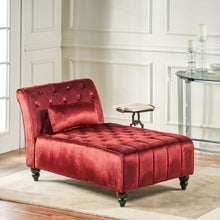 Load image into Gallery viewer, Ethereala - Upholstered Velvet Chaise Lounge With Button Tufted - Garnet