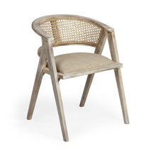 Load image into Gallery viewer, Upholstered Linen Curved Back Dining Room Arm Chair - Natural