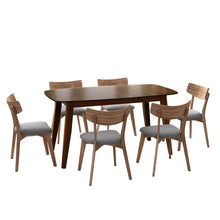 Load image into Gallery viewer, 7 Piece Mid - Century Dining Set With Upholstered Dining Chairs, Dining Table