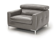 Load image into Gallery viewer, Genuine Leather Solid Color Lounge Chair - Gray And Silver