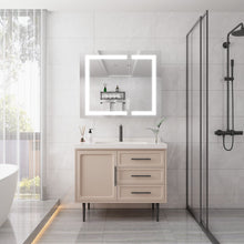 Load image into Gallery viewer, 36" X 30" Medicine Cabinet With LED Vanity Mirror, Anti-Fog Recessed Or Surface Mount Bathroom Double Door Large Storage 3000K~6000K Bright Lighted Aluminum Storage Cabinet With Touch Switch - Silver