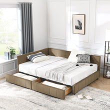Load image into Gallery viewer, Mid-Century Storage Upholstered Tufted Bed Frame With Backrest And Armrests