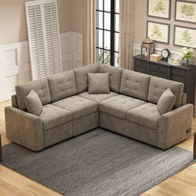 Load image into Gallery viewer, L-Shape Sofa Bed Pull-Out Sleeper Sofa With Wheels, USB Ports, Power Sockets For Living Room