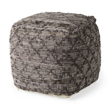 Load image into Gallery viewer, Cotton Leather Geometric Cube Pouf Ottoman - Brown / Gray