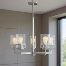 Load image into Gallery viewer, 29" Five Light Dimmable Chandelier With Shades - Silver