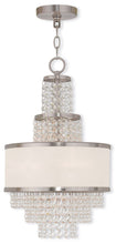 Load image into Gallery viewer, 20" Three Light Metal Dimmable Chandelier With Shades - Nickel / Clear / Off White