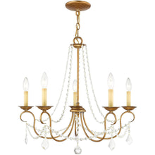 Load image into Gallery viewer, 23" Five Light Dimmable Chandelier With Shades - Antiqued Gold