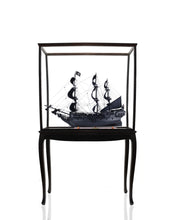 Load image into Gallery viewer, Hand Painted Pirate Floor Display Model Boat - Black / Pearl