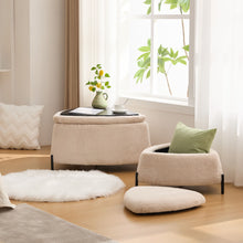 Load image into Gallery viewer, Upholstered Storage Ottoman Set With Reversible Lid