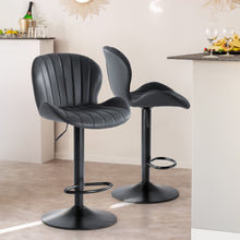 Load image into Gallery viewer, Faux Leather Aluminum Swivel Bar Chairs (Set of 2) (724341) - Black
