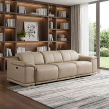 Load image into Gallery viewer, Leather Reclining USB Sofa - Beige