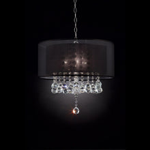 Load image into Gallery viewer, Contempo Ceiling Lamp With Black Shade And Crystal Accents - Silver