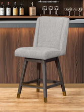 Load image into Gallery viewer, Upholstered And Solid Wood Swivel Counter Height Bar Chair - Brown And Gray