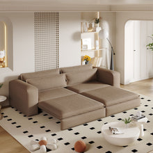 Load image into Gallery viewer, King Size Sleeper Pull Out Sofa Bed, 3 In 1 Convertible Chaise Lounge With 2 Pillows For Living Room - Camel