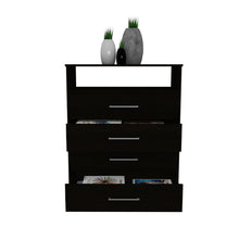 Load image into Gallery viewer, Modern Four Drawer Dresser With Hutch - Black