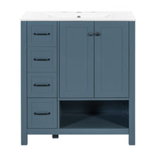 Load image into Gallery viewer, Bathroom Vanity With Sink Top, Bathroom Vanity Cabinet With 2 Doors And 2 Drawers, Open Shelf