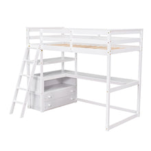 Load image into Gallery viewer, Modern Loft Bed With Built In Desk, Shelves, And 2 Drawers