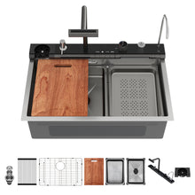 Load image into Gallery viewer, 30" Single Bowl Kitchen Sink With Smart LED Faucet