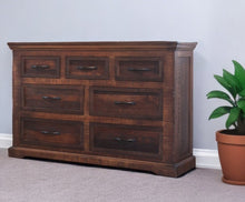 Load image into Gallery viewer, Solid Seven Drawer Double Dresser - Brown