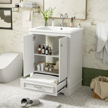 Load image into Gallery viewer, Bathroom Vanity With Ceramic Sink Combo, Modern Freestanding Storage Cabinet With Silver Handles