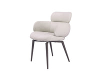 Load image into Gallery viewer, Faux Leather Metal Dining Arm Chair - Light Gray / Black